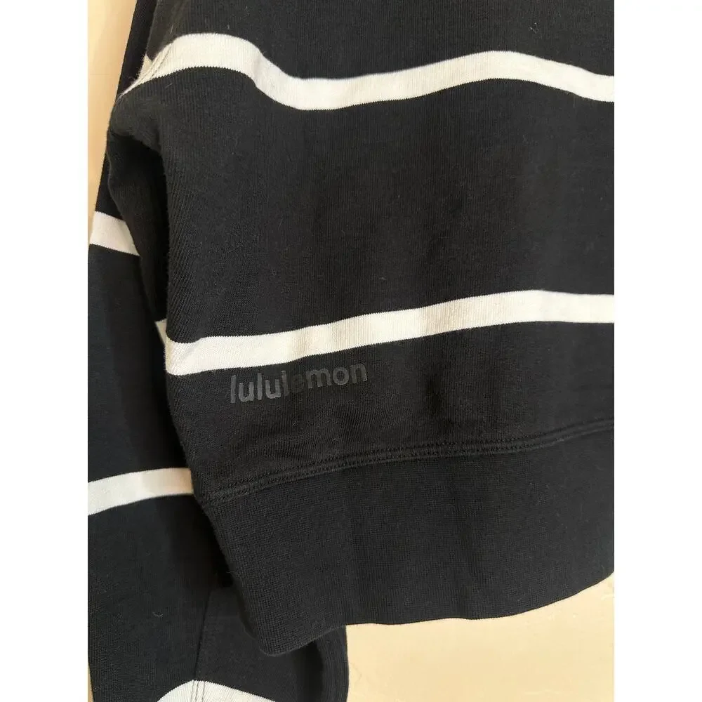 Lululemon Perfectly Oversized Cropped Crew Striped Black/White 4
